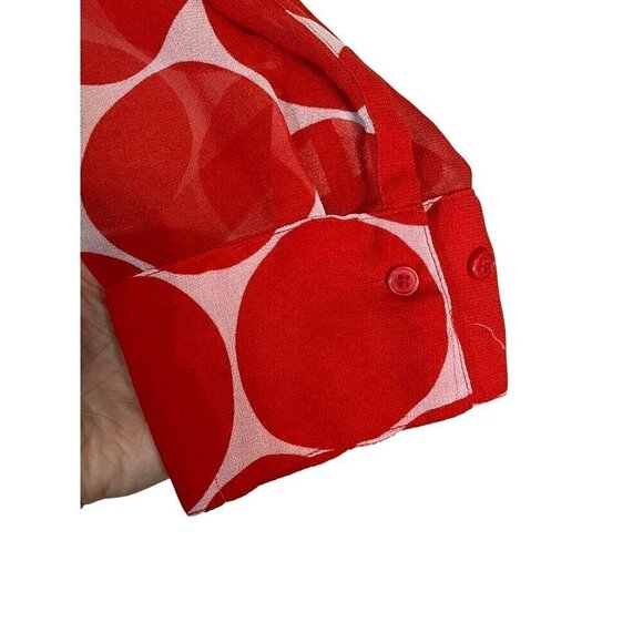 Lane Bryant Top Women 18 Red Sheer Circle Twee Festive Mature Classic Preppy 80s - Picture 3 of 15